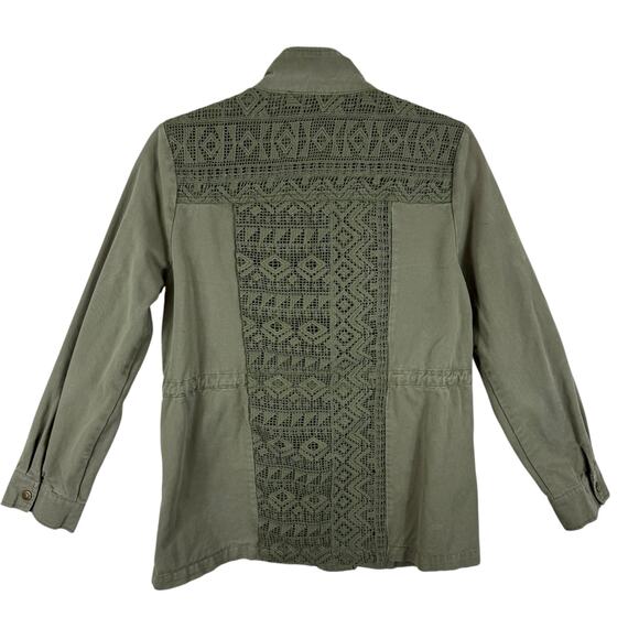 Blue Pepper Green Full Zip Lace Detail Cotton Denim Utility Jacket Size M - Picture 2 of 12